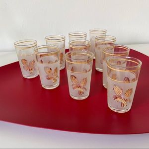 SET OF 10 Golden Floral Frosted Moroccan Teacups Glasses